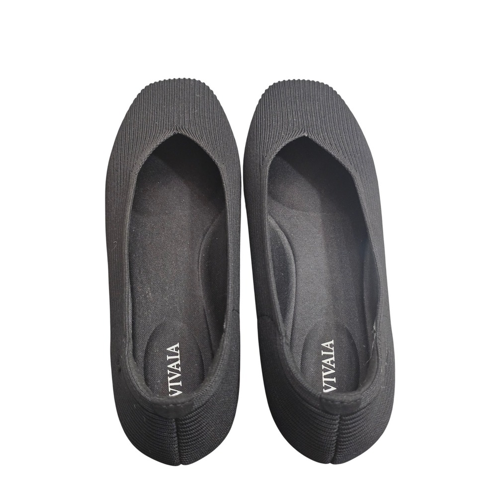 VIVAIA Black Knit Pointed Toe Flats Women's US 8 EU 39 Comfortable Quiet Luxury - Picture 5 of 6
